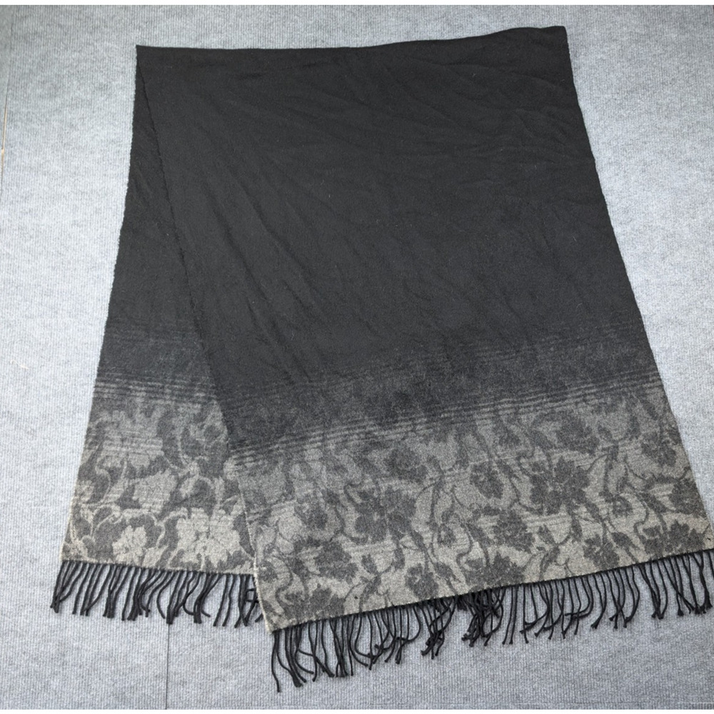 Johnstons Of Elgin Cashmere Shawl Wrap Scarf 74x27 Floral Scotland Quiet Luxury